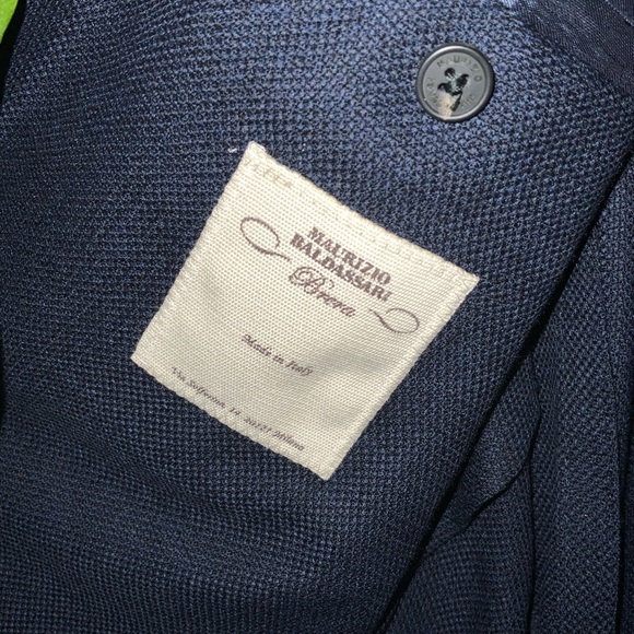 Maurizio Baldassari, Men's Navy Blue Blazer, Nicely Textured, 100%Virgin Wool, - Picture 5 of 9